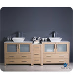 Fresca Torino 84" Light Oak Modern Double Sink Bathroom Cabinets w/ Tops