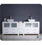 Fresca Torino 84" White Modern Double Sink Bathroom Cabinets w/ Tops